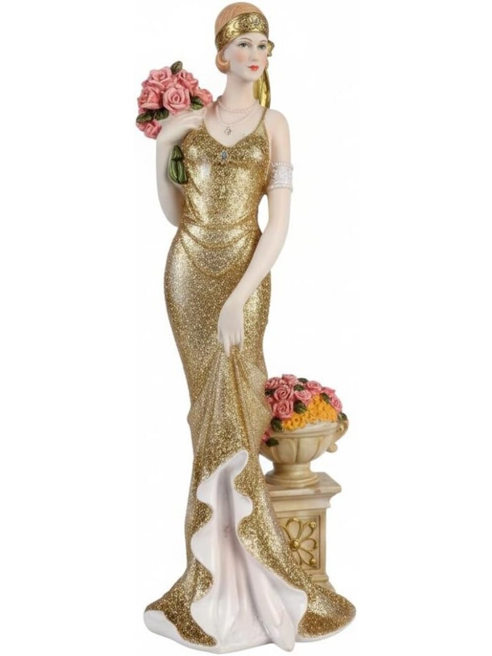 Comfy Hour 13 Inch Gold Victorian Lady Figurine, Elegant Woman Statue Decor